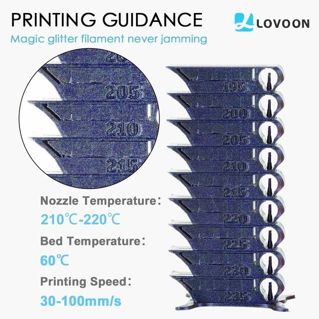 Alt view image 4 of 6 - LOVOON 3D PLA Filament 1.75mm, Burnt Titanium 3D Printer Filament Sparkle Subtle Glitter pla Filament, Sparkle Galaxy Purple/Blue-Upgraded,1KG(2.2lb)/Spool