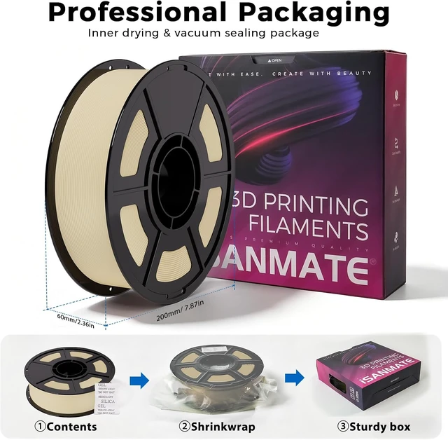 Alt view image 7 of 7 - iSANMATE Matte PLA Beige Tan Skin Filament 1.75mm 30-300mm/s 1KG for Bambu