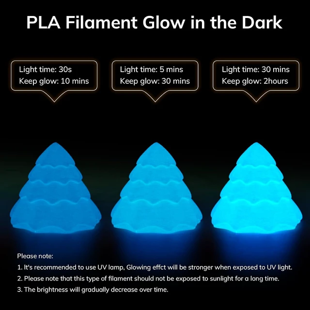 Alt view image 4 of 7 - AMOLEN 3D Printer Filament 1.75mm PLA Glow in the Dark & Silk Blue, 1KG