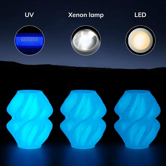 Alt view image 5 of 7 - AMOLEN 3D Printer Filament 1.75mm PLA Glow in the Dark & Silk Blue, 1KG