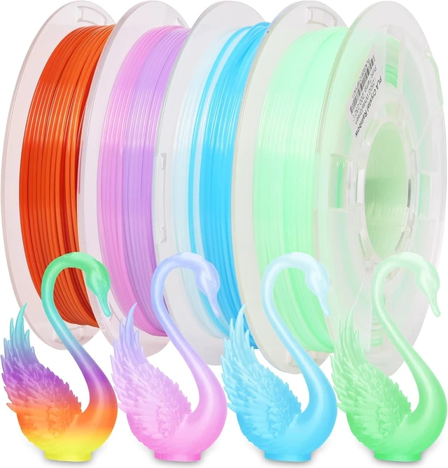 Main image of RAMBERY Clear Rainbow PLA Filament Bundle 1.75mm, Crystal Transparent PLA 3D Printer Filament, Dimensional Accuracy +/- 0.02 mm, 250X4 Spools