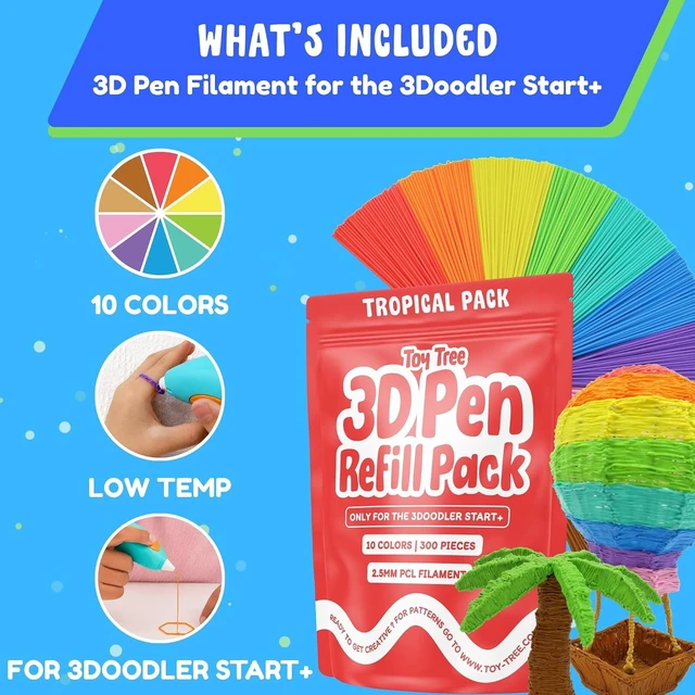 Alt view image 2 of 7 - Toy Tree | 300 3D Pen Filament Refills | 10 Tropical Colors
