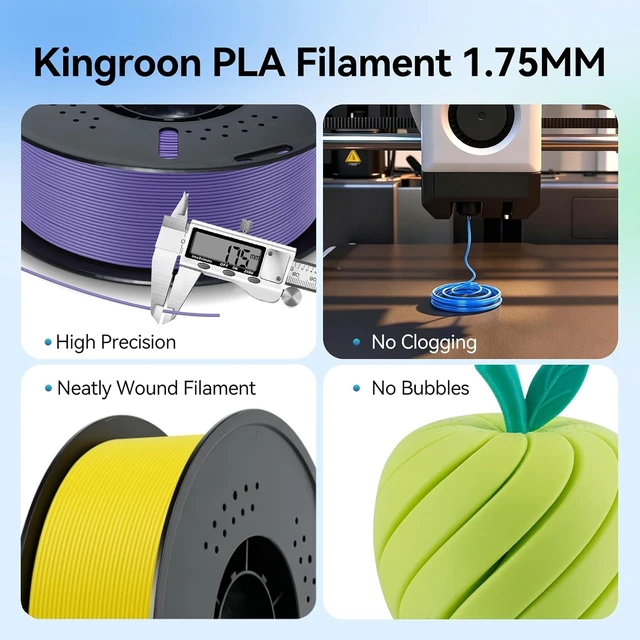Alt view image 2 of 7 - Kingroon PLA Filament 1.75mm, 1kg Spool (2.2lbs), +/- 0.02mm Tolerance, Smooth 3D Printing Filament, Fits for Most FDM 3D Printers, Turquoise Green