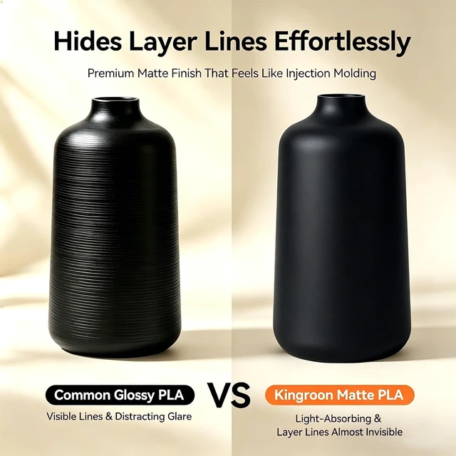 Alt view image 2 of 7 - Kingroon Matte PLA Filament 1.75mm 3D Printer Filament Matte Filament 1kg Dimensional Accuracy +/- 0.02 mm (Matte Black)