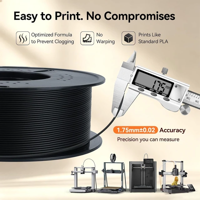 Alt view image 4 of 7 - Kingroon Matte PLA Filament 1.75mm 3D Printer Filament Matte Filament 1kg Dimensional Accuracy +/- 0.02 mm (Matte Black)