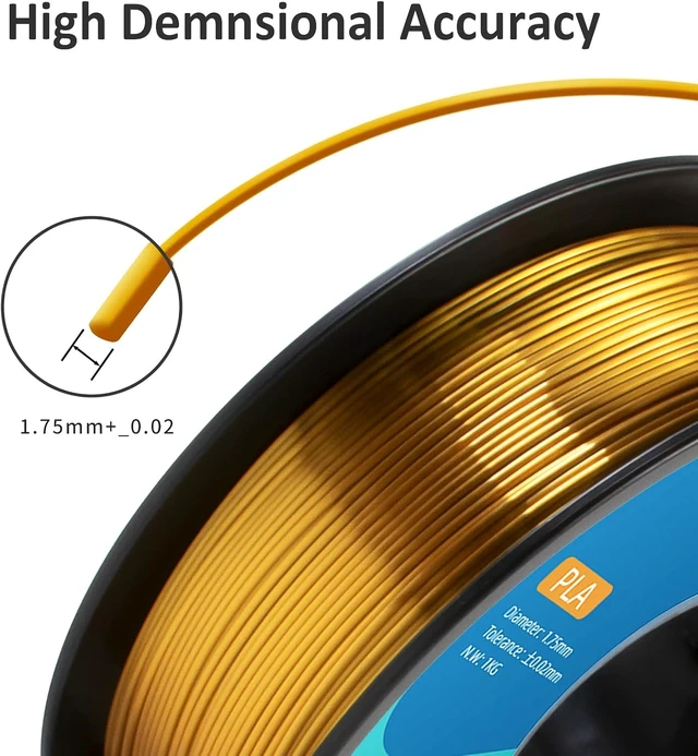Alt view image 5 of 7 - GIANTARM 3D Printer Filament, Silk Gold Pla Filament, 1Kg(2.2lbs) Spool, 1.75mm Dimension Accuracy +/- 0.03mm, 3D Printing Filament