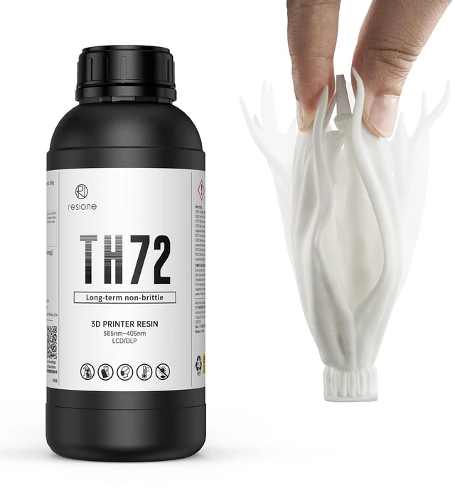 Main image of RESIONE TH72 Flexible Tough 3D Printer Resin, White, 1KG