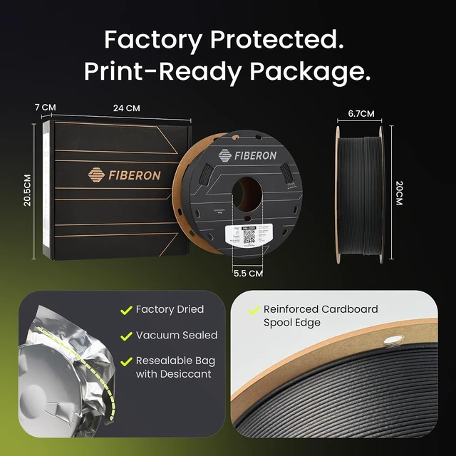 Alt view image 7 of 7 - Polymaker Fiberon PA6-CF20 Carbon Fiber Nylon Filament 1.75mm, Black, 0.5kg