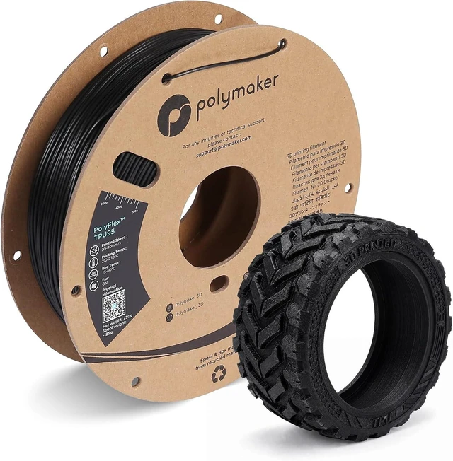 Main image of Polymaker TPU Filament 1.75mm 95A Flexible 0.75kg, Black