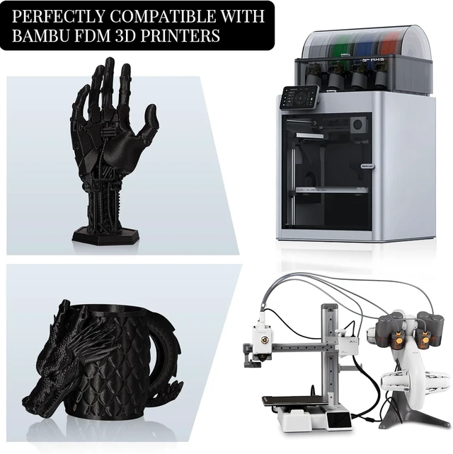 Alt view image 2 of 7 - TINMORRY PETG-CF Carbon Fiber PETG Filament 1.75mm, 1 KG, Black