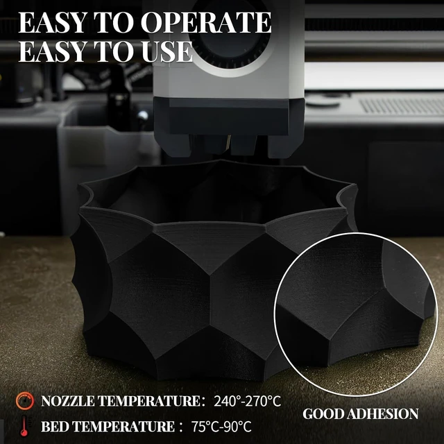 Alt view image 7 of 7 - TINMORRY PETG-CF Carbon Fiber PETG Filament 1.75mm, 1 KG, Black