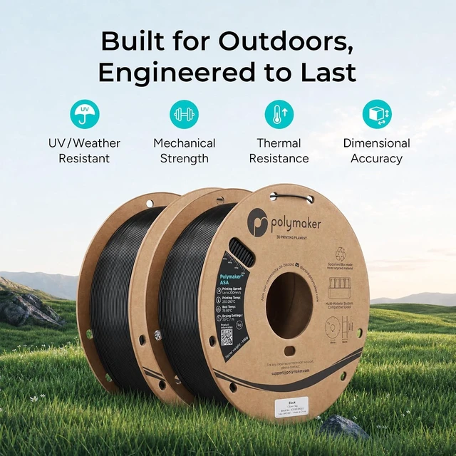 Alt view image 2 of 7 - Polymaker ASA Filament 1.75mm Natural 1KG, UV & Weather Resistant