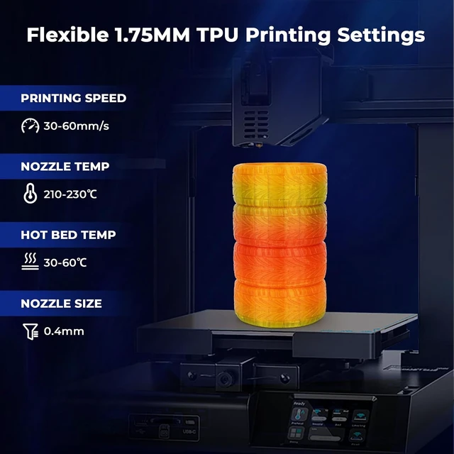Alt view image 6 of 7 - AMOLEN TPU 3D Printer Filament Bundle Transparent Multicolor Rainbow 200gX4
