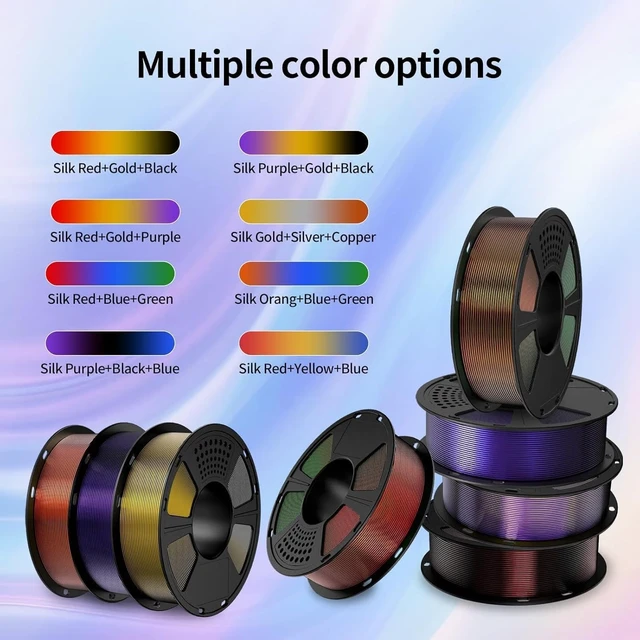 Alt view image 4 of 7 - GIANTARM Silk PLA Filament 1.75mm,Tri Color PLA Orange Blue Green 1KG