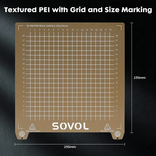 Alt view image 3 of 7 - Sovol SV06 Flexible Steel Platform with Textured PEI Surface and Magnetic Bottom Sheet with Adhesive 235x235mm for Creality Ender 3/3 Pro/3 V2/3 S1 Sovol SV05/SV07 Aquila Kobra Neptune 2 3D Printer