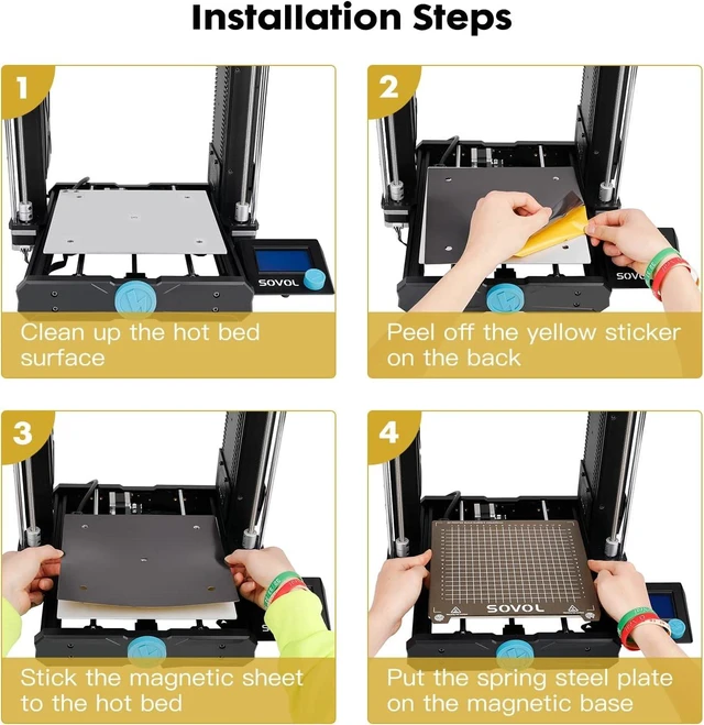 Alt view image 7 of 7 - Sovol SV06 Flexible Steel Platform with Textured PEI Surface and Magnetic Bottom Sheet with Adhesive 235x235mm for Creality Ender 3/3 Pro/3 V2/3 S1 Sovol SV05/SV07 Aquila Kobra Neptune 2 3D Printer