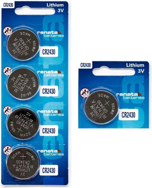 Main image of Renata CR2430 Lithium Coin Batteries 3V Blister Card Packaged For Peg Hook Durable (5 Pack)
