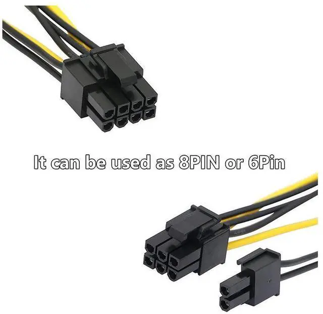 Alt view image 2 of 6 - 8 Pin Power Adapter Cable - 2 x SATA 15pin to PCIe 8pin PCI-e Video Card Internal Power Adapter Converter - Dual SATA to Graphics Card 8pin (6+2) Cord - 8 Inches