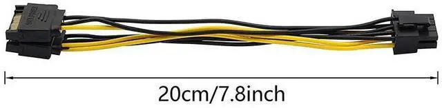 Alt view image 5 of 6 - 8 Pin Power Adapter Cable - 2 x SATA 15pin to PCIe 8pin PCI-e Video Card Internal Power Adapter Converter - Dual SATA to Graphics Card 8pin (6+2) Cord - 8 Inches