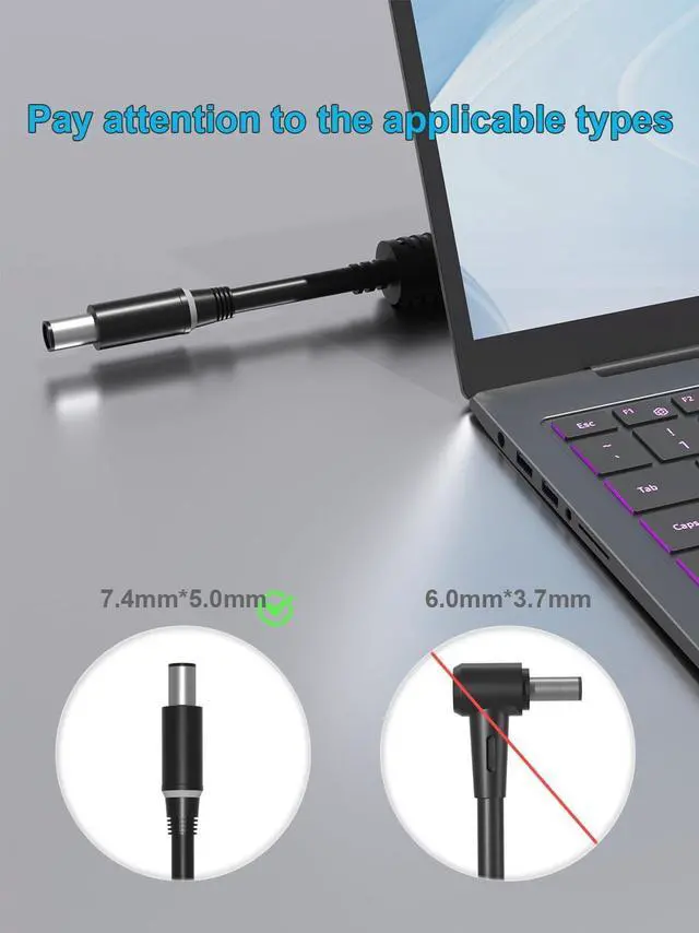 Alt view image 3 of 7 - 240W Laptop Charger Fit for Dell G15 5000 Series 5510 5511 5515 (ryzen Edition) 5520 5521 (Special Edition) 5525 5530 5535 P100F P105F P121F001 Gaming Computer Power Supply Adapter Cord