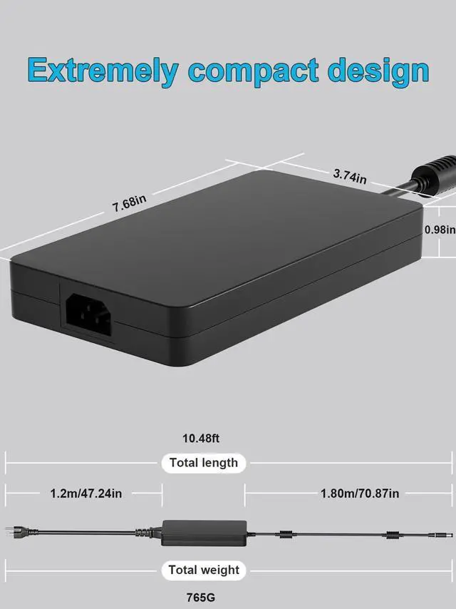 Alt view image 5 of 7 - 240W Laptop Charger Fit for Dell G15 5000 Series 5510 5511 5515 (ryzen Edition) 5520 5521 (Special Edition) 5525 5530 5535 P100F P105F P121F001 Gaming Computer Power Supply Adapter Cord