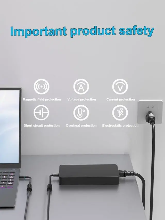 Alt view image 7 of 7 - 240W Laptop Charger Fit for Dell G15 5000 Series 5510 5511 5515 (ryzen Edition) 5520 5521 (Special Edition) 5525 5530 5535 P100F P105F P121F001 Gaming Computer Power Supply Adapter Cord