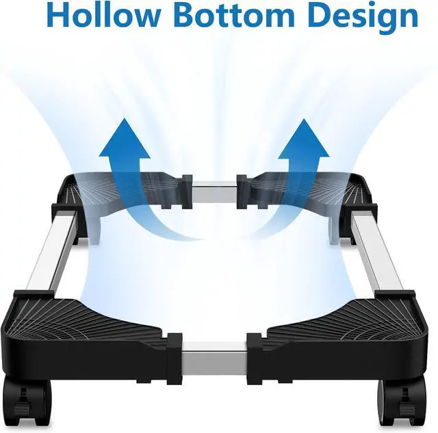Alt view image 2 of 7 - Computer Tower Stand CPU Holder Stand with 4 Mute Caster WheelsCPU Stand for Gaming pc,Suitable for Most PC Brackets On The Carpet Floor (Black) (Black)