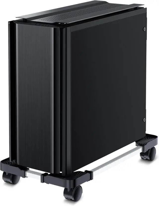 Alt view image 6 of 7 - Computer Tower Stand CPU Holder Stand with 4 Mute Caster WheelsCPU Stand for Gaming pc,Suitable for Most PC Brackets On The Carpet Floor (Black) (Black)