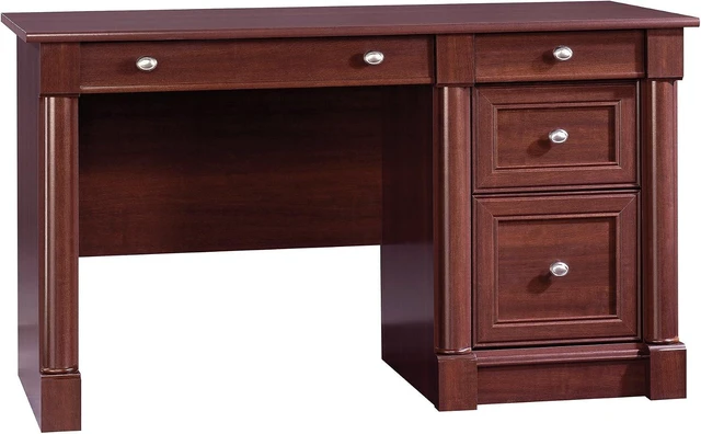 Main image of Sauder Palladia Computer Desk with Drawers, Home Office Desk with File Cabinet Storage Drawer, Cable Management, Keyboard Tray, in Select Cherry Finish
