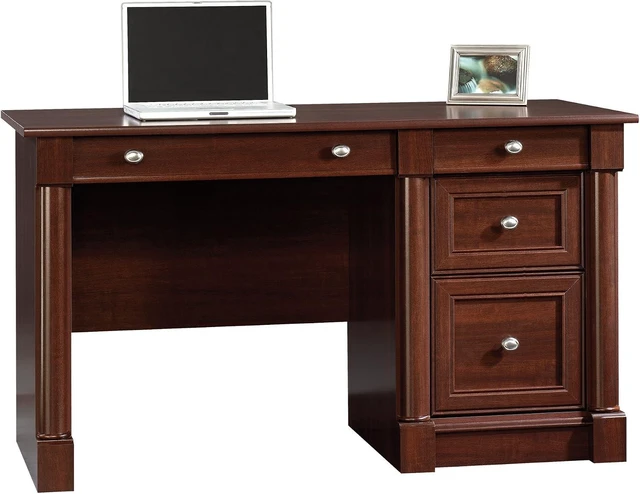 Alt view image 4 of 6 - Sauder Palladia Computer Desk with Drawers, Home Office Desk with File Cabinet Storage Drawer, Cable Management, Keyboard Tray, in Select Cherry Finish