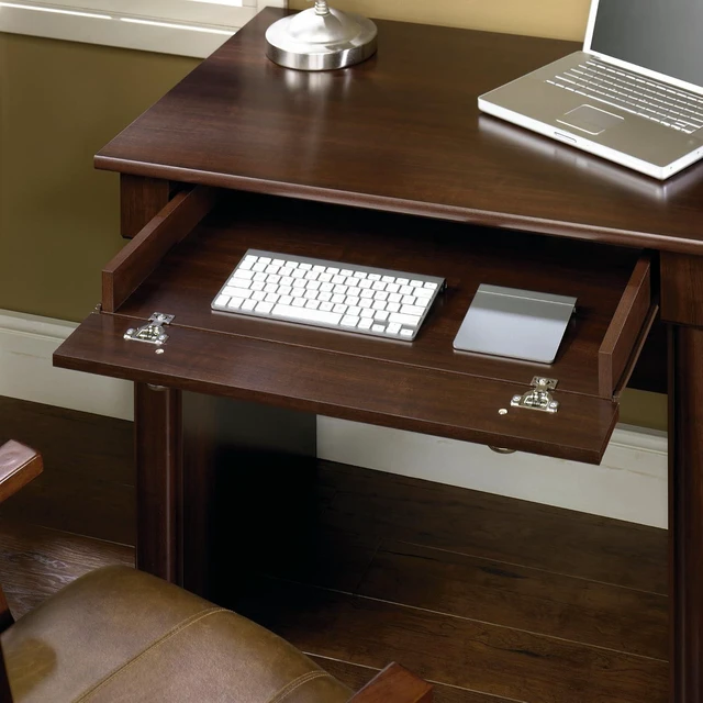 Alt view image 5 of 6 - Sauder Palladia Computer Desk with Drawers, Home Office Desk with File Cabinet Storage Drawer, Cable Management, Keyboard Tray, in Select Cherry Finish