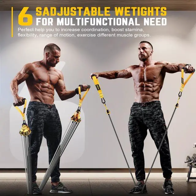 Alt view image 6 of 7 - Resistance Bands for Working Out, 300lbs/360lbs Heavy Exercise Bands with Handles, Workout Bands for Men, Weight Bands Set for Muscle Training, Strength, Slim, Yoga, Home Gym Equipment