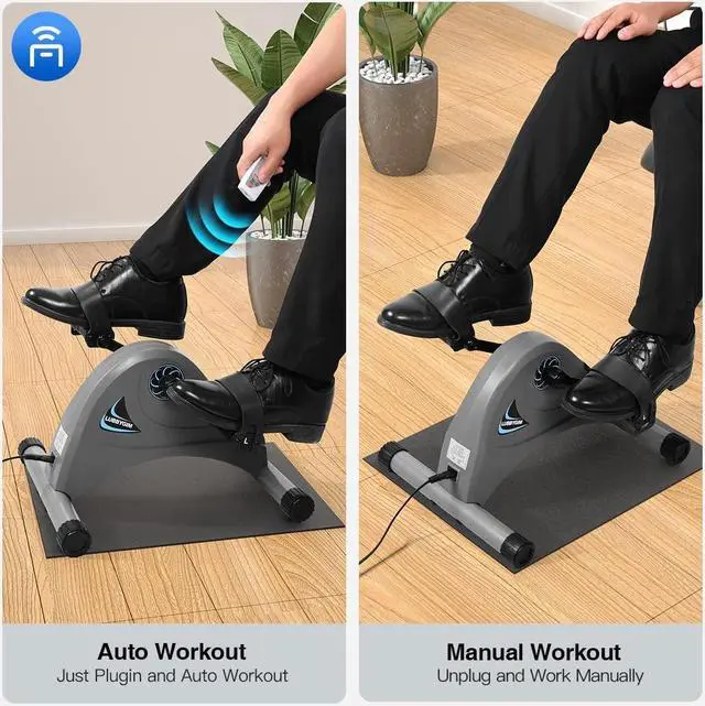 Alt view image 3 of 7 - Motorized Mini Exercise Bike Pedal Exerciser for Seniors Rehab Training, LUBBYGIM Electric Under Desk Bike Pedal Exerciser for Arm/Leg Fitness & Physical Therapy, 6 Levels Speed Adjustment