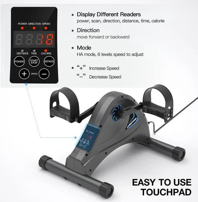 Alt view image 4 of 7 - Motorized Mini Exercise Bike Pedal Exerciser for Seniors Rehab Training, LUBBYGIM Electric Under Desk Bike Pedal Exerciser for Arm/Leg Fitness & Physical Therapy, 6 Levels Speed Adjustment