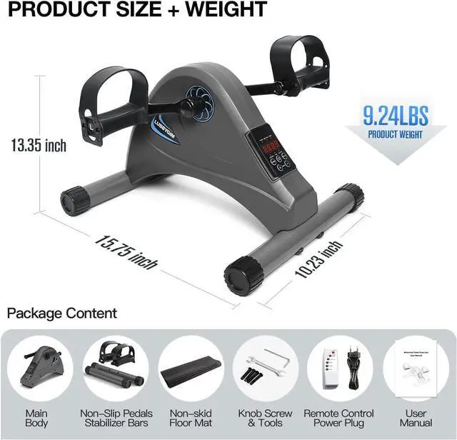 Alt view image 5 of 7 - Motorized Mini Exercise Bike Pedal Exerciser for Seniors Rehab Training, LUBBYGIM Electric Under Desk Bike Pedal Exerciser for Arm/Leg Fitness & Physical Therapy, 6 Levels Speed Adjustment