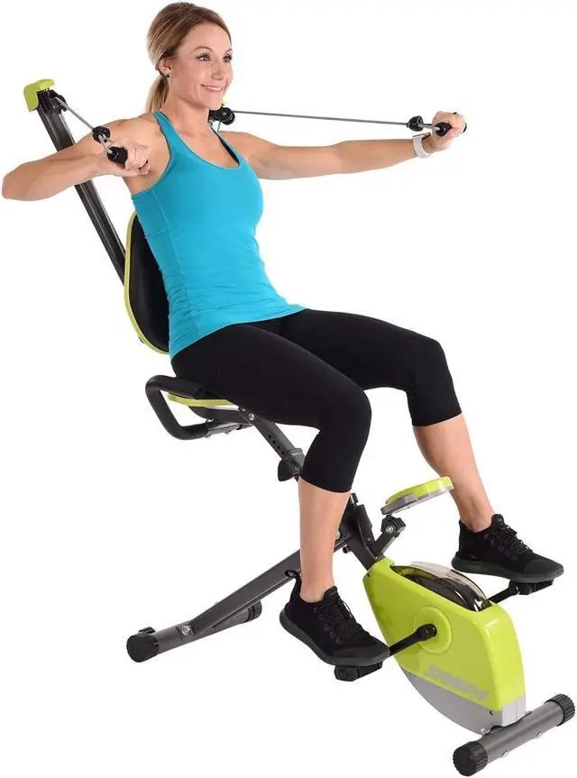 Alt view image 6 of 7 - Stamina Wonder Exercise Bike | Build Upper and Lower Body Strength on One Machine | Includes Two Online Workout Videos, Chartreuse and Gray