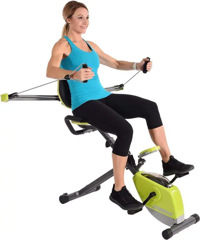 Alt view image 7 of 7 - Stamina Wonder Exercise Bike | Build Upper and Lower Body Strength on One Machine | Includes Two Online Workout Videos, Chartreuse and Gray