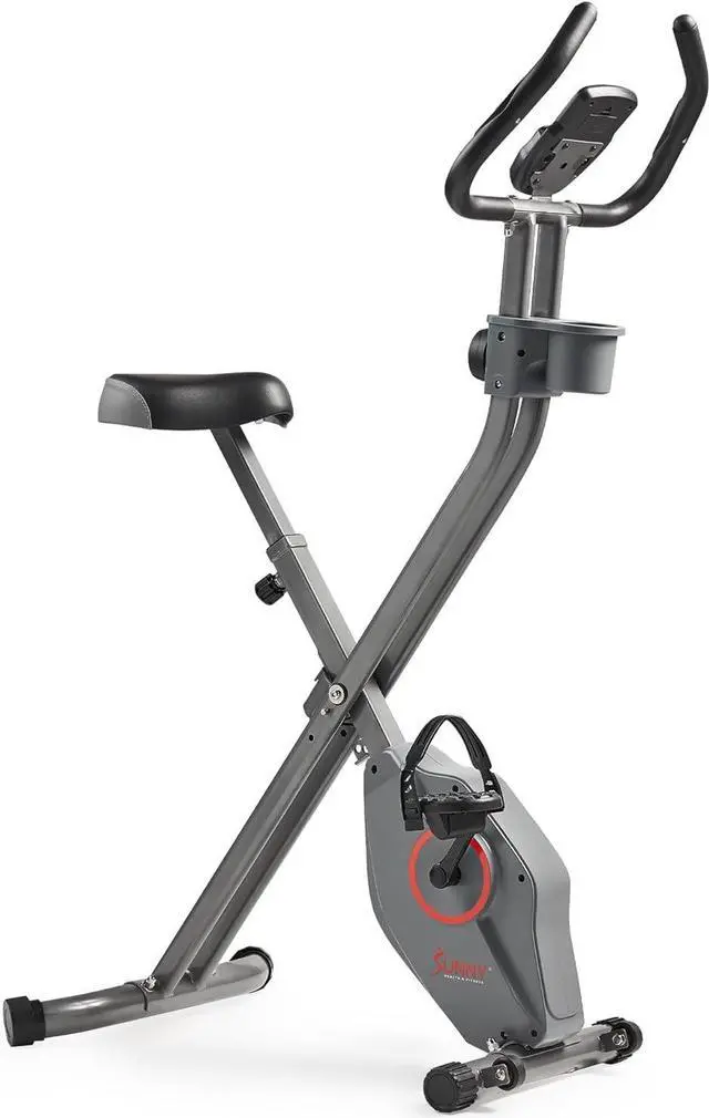 Sunny Health Fitness Foldable Magnetic Exercise Bike, Portable