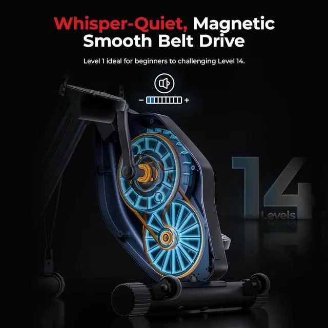 Alt view image 4 of 7 - Sunny Health & Fitness Smart Folding X-Bike, Portable Compact Exercise Bike for Indoor Cycling Workout, Home Cardio Training Machine, Free SunnyFit App Bluetooth Connect, Optional Foldable Recumbent