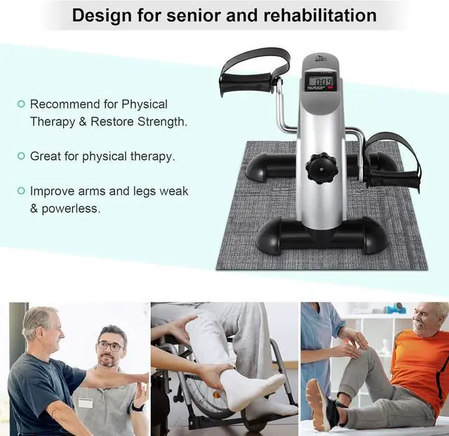 Alt view image 5 of 7 - Uten Mini Exercise Bike, Under Desk Bike, Arm & Leg Peddler Machine with LCD Screen Displays, Portable Cycle