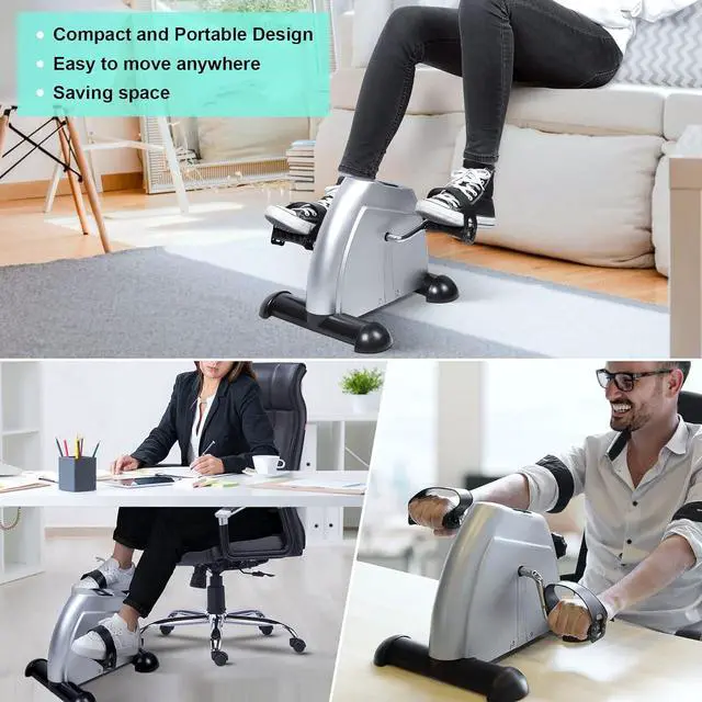 Alt view image 7 of 7 - Uten Mini Exercise Bike, Under Desk Bike, Arm & Leg Peddler Machine with LCD Screen Displays, Portable Cycle
