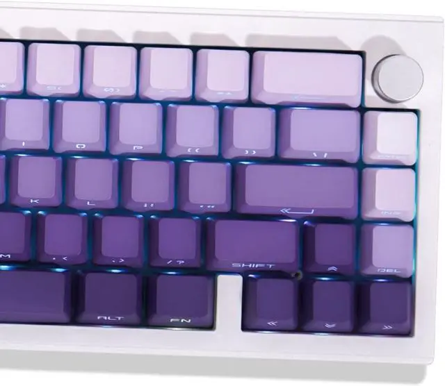 Alt view image 2 of 7 - 134 Keys PBT Double Shot Keycaps OEM Profile Gradient Purple Backlit Keycaps Set Fit for 61/64/87/104/108 Cherry Mx Switches Mechanical Keyboard