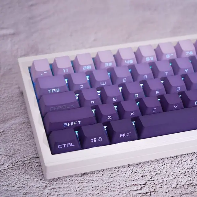 Alt view image 4 of 7 - 134 Keys PBT Double Shot Keycaps OEM Profile Gradient Purple Backlit Keycaps Set Fit for 61/64/87/104/108 Cherry Mx Switches Mechanical Keyboard