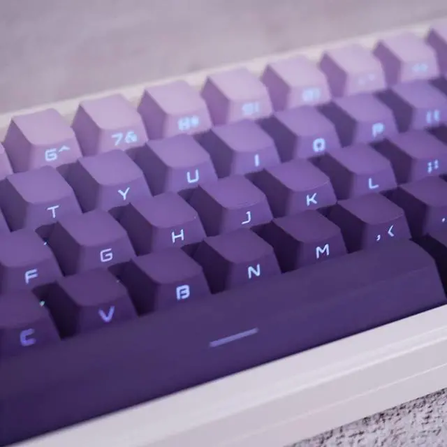 Alt view image 5 of 7 - 134 Keys PBT Double Shot Keycaps OEM Profile Gradient Purple Backlit Keycaps Set Fit for 61/64/87/104/108 Cherry Mx Switches Mechanical Keyboard