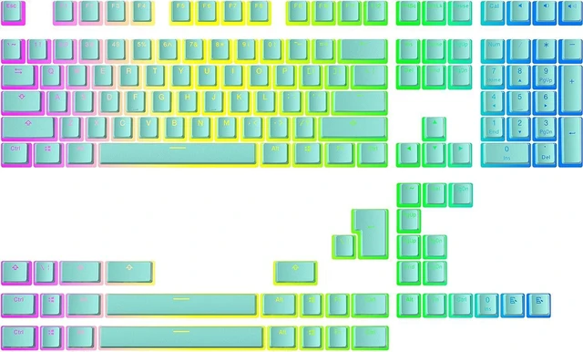 Main image of Ranked Pudding v2 PBT Keycaps | 145 Double Shot Translucent ANSI US & ISO Layout | OEM Profile for Full Size, TKL, 75%, 65% and 60% RGB Mechanical Gaming Keyboard (Miami Blue)