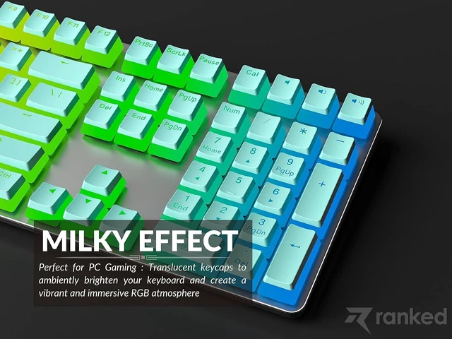 Alt view image 4 of 7 - Ranked Pudding v2 PBT Keycaps | 145 Double Shot Translucent ANSI US & ISO Layout | OEM Profile for Full Size, TKL, 75%, 65% and 60% RGB Mechanical Gaming Keyboard (Miami Blue)
