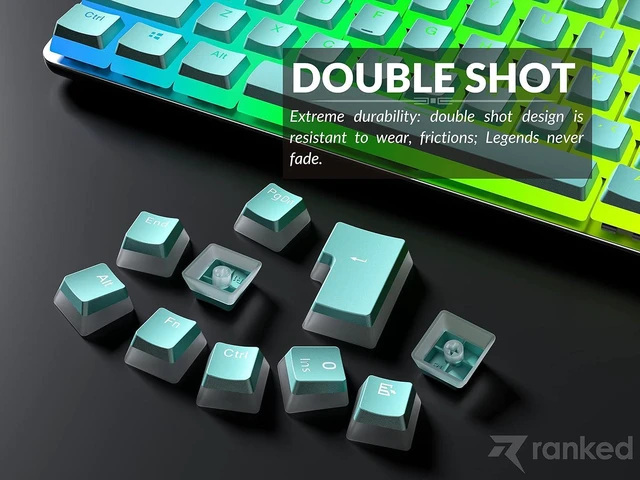 Alt view image 5 of 7 - Ranked Pudding v2 PBT Keycaps | 145 Double Shot Translucent ANSI US & ISO Layout | OEM Profile for Full Size, TKL, 75%, 65% and 60% RGB Mechanical Gaming Keyboard (Miami Blue)