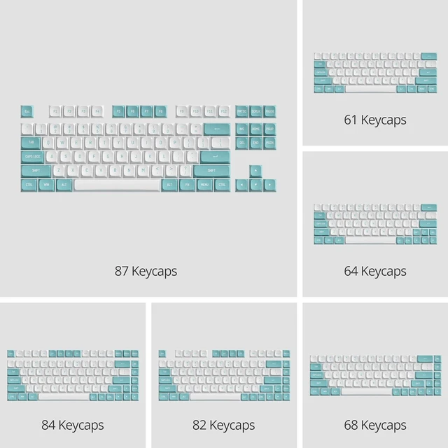 Alt view image 7 of 7 - 118 Keys PBT Double-Shot CSA Profile Keycaps Set for 60% 80% Cherry MX Gateron Kailh Switches Mechanical Gaming Keyboards (Cyan White)