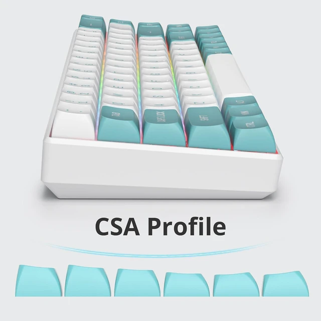 Alt view image 6 of 7 - 118 Keys PBT Double-Shot CSA Profile Keycaps Set for 60% 80% Cherry MX Gateron Kailh Switches Mechanical Gaming Keyboards (Cyan White)