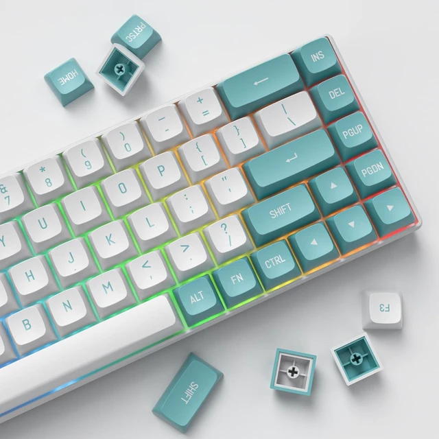 Alt view image 3 of 7 - 118 Keys PBT Double-Shot CSA Profile Keycaps Set for 60% 80% Cherry MX Gateron Kailh Switches Mechanical Gaming Keyboards (Cyan White)